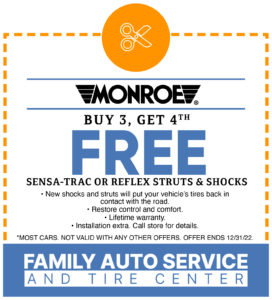 Monroe Shocks & Struts Buy 3 Get 4th Free Savings Coupon