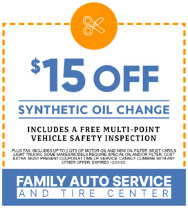 Synthetic oil change coupon $15 off