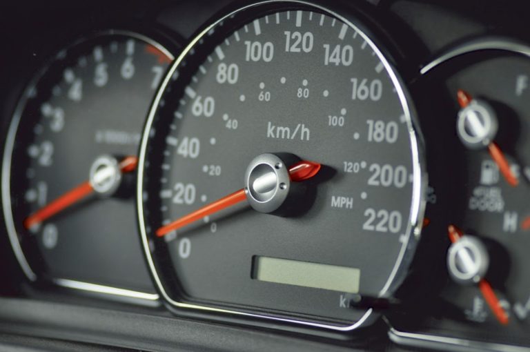 Dashboard gauges in an aging vehicle