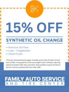 15% off Synthetic Oil Change